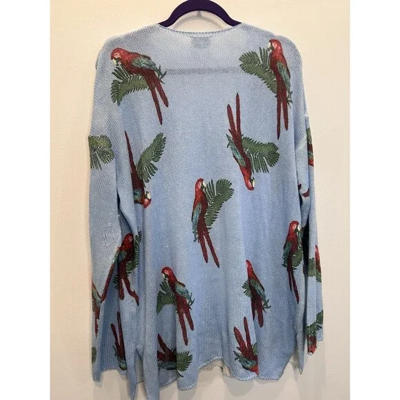 Show Me Your Mumu Blue Polly Parrot Canopy Sweater Womens Medium READ - Picture 7 of 12